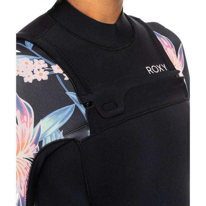 2024 Roxy Womens Swell Series 3/2mm Chest Zip GBS Wetsuit ERJW103122 - Anthracite Paradise